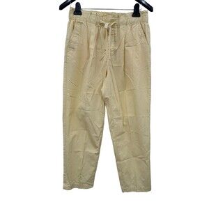 Loft Pants Medium Yellow Paper Bag Twill High Waist Drawstring Cotton Ankle